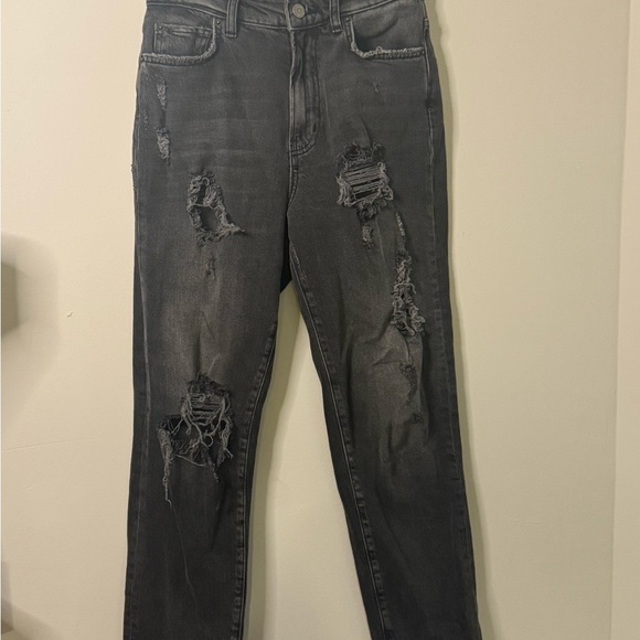 BDG Urban Outfitters black distressed women’s jeans- stretch high rise slim crop - Picture 1 of 11